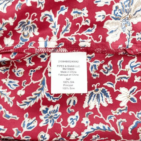 Very cute Veronica Beard Drela  Sz 6 silk blouse cranberry red and blue. - Picture 4 of 7